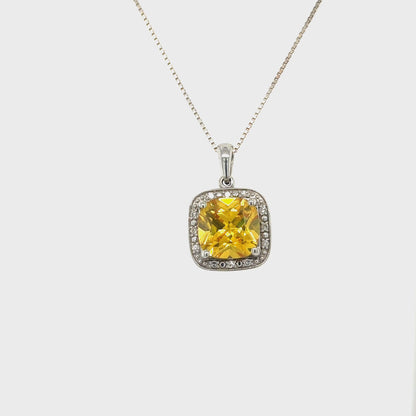 November Birthstone Pendant with Diamond Accent set in Sterling Silver