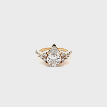3.10 TDW Pear Lab Grown Diamond Engagement Ring