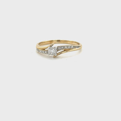 0.10TDW 10K Yellow Gold Diamond Engagement Ring with Twisted Band