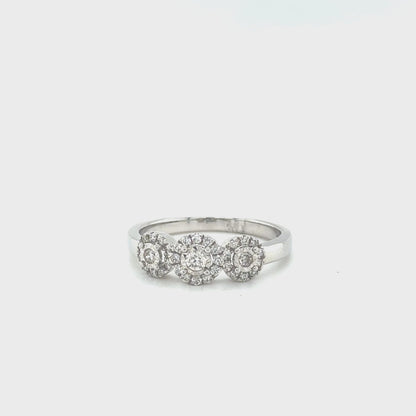 Diamond 0.25TDW Halo Ring in 10K White Gold