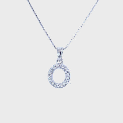 Sterling Silver Cubic Zirconia Initial Letter "O" Pendant