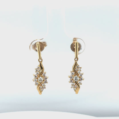 Beautiful 14K Yellow Gold Diamond Dangle Earrings with 0.50 Carats