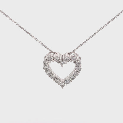 14K White Gold 1.00TDW Lab Grown Diamond Heart Pendant