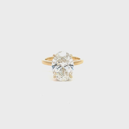 5.21 TDW Lab-Grown Diamond Solitaire Ring with Hidden Halo in 14K Yellow Gold