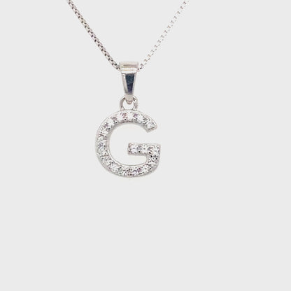 Sterling Silver Cubic Zirconia Initial Letter G Pendant