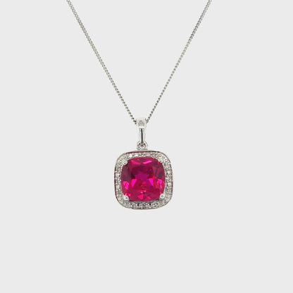 July Birthstone Pendant with Diamond Accent set in Sterling Silver
