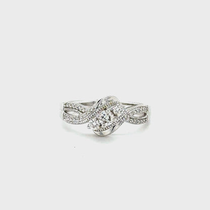 14K White Gold Diamond Engagement Ring with 0.33 Total Diamond Weight