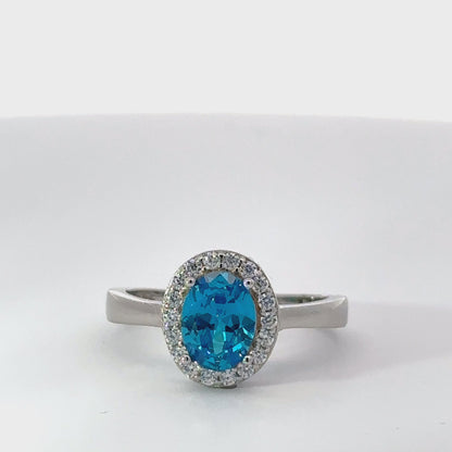 December Birthstone CZ Oval Ring in Fine Sterling Silver
