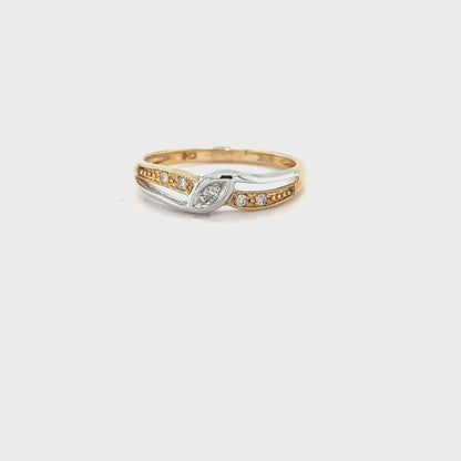 10K Yellow and White Gold 0.06TDW Diamond Promise Ring