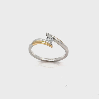 0.15CT Lab Diamond Solitaire Ring In 10K Yellow And White Gold