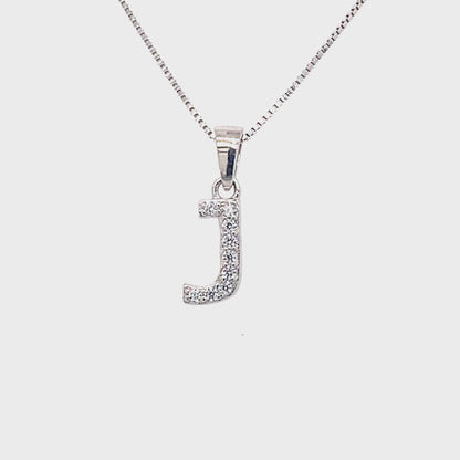 Cubic Zirconia and Sterling Silver Initial J Pendant