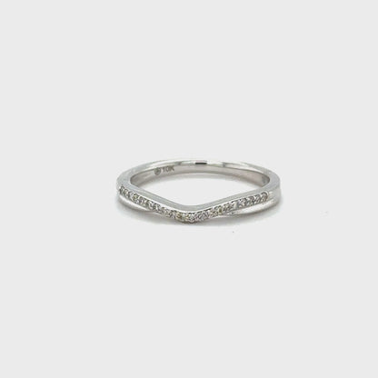 Elegant 10K White Gold Diamond Band with 0.10 Carat Total Diamond Weight