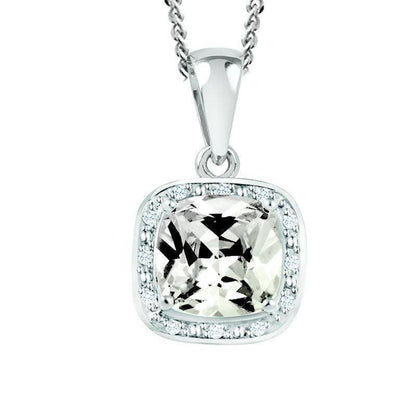 April Birthstone Pendant with Diamond Accent set in Sterling Silver