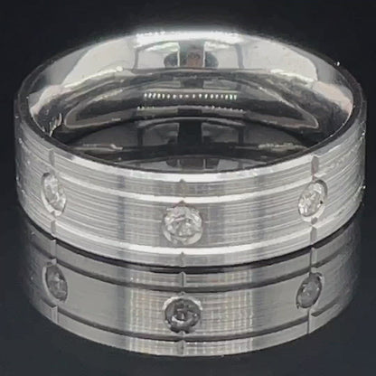 10K White Gold 0.12CT Three Diamond Ladies Band