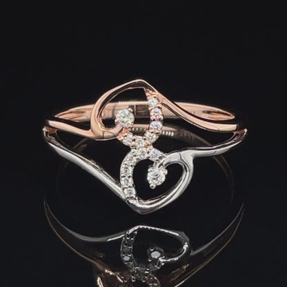 0.08Ct TDW Diamond 10K Rose And White Gold Double Heart Ring