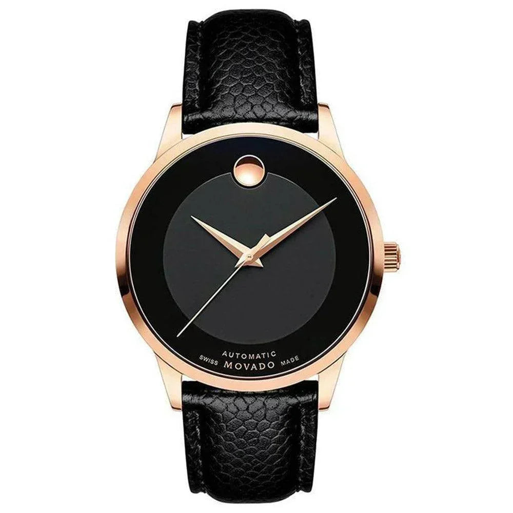 Movado Modern Classic Black Leather Automatic Men's Watch 0607124