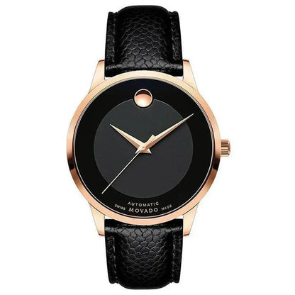 Movado Modern Classic Black Leather Automatic Men's Watch 0607124