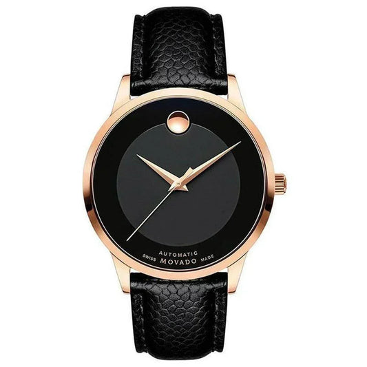Movado Modern Classic Black Leather Automatic Men's Watch 0607124