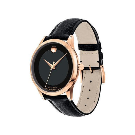 Movado Modern Classic Black Leather Automatic Men's Watch 0607124