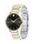 Movado Ultra Slim Black Dial Two Tone Men's Watch 0607169