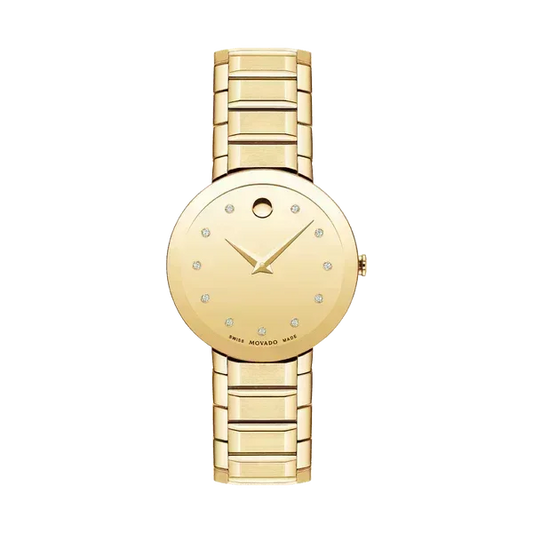 Movado Quartz Diamond Gold Dial Women's Watch 0607550