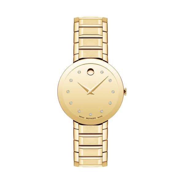 Movado Quartz Diamond Gold Dial Women's Watch 0607550
