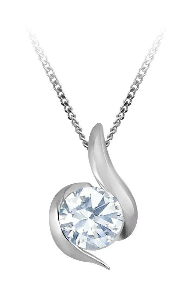 0.085CT Diamond With 10K White Gold Solitare Pendant