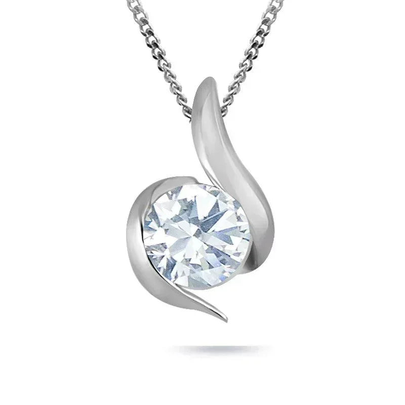 0.085CT Diamond With 10K White Gold Solitare Pendant