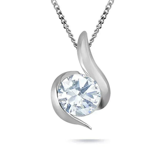 0.085CT Diamond With 10K White Gold Solitare Pendant