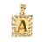10K Yellow Gold Initial Letter A Square Pendant
