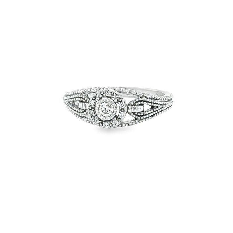 0.12TDW Canadian Diamond Halo Twist Ring in 10K White Gold