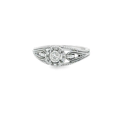 0.12TDW Canadian Diamond Halo Twist Ring in 10K White Gold