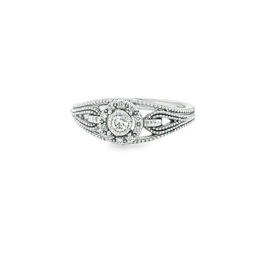 0.12TDW Canadian Diamond Halo Twist Ring in 10K White Gold