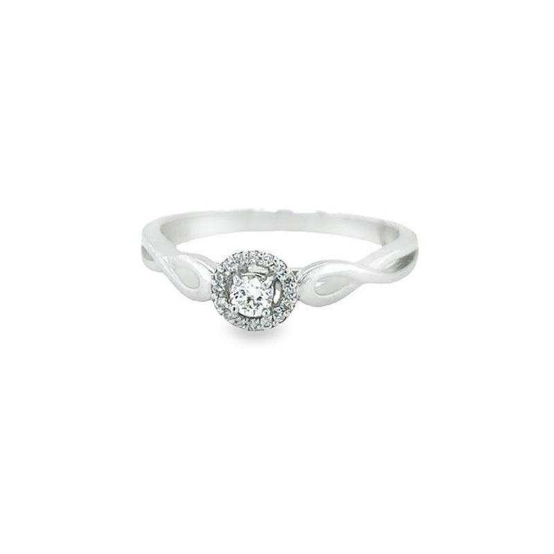10K White Gold & 0.12TDW Canadian Diamond Halo Twist Ring