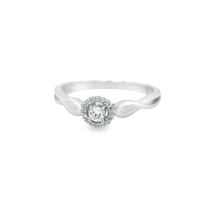 10K White Gold & 0.12TDW Canadian Diamond Halo Twist Ring