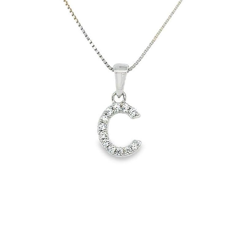 Cubic Zirconia and Sterling Silver Initial C Pendant