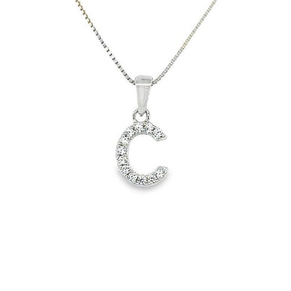 Cubic Zirconia and Sterling Silver Initial C Pendant