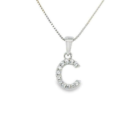 Cubic Zirconia and Sterling Silver Initial C Pendant