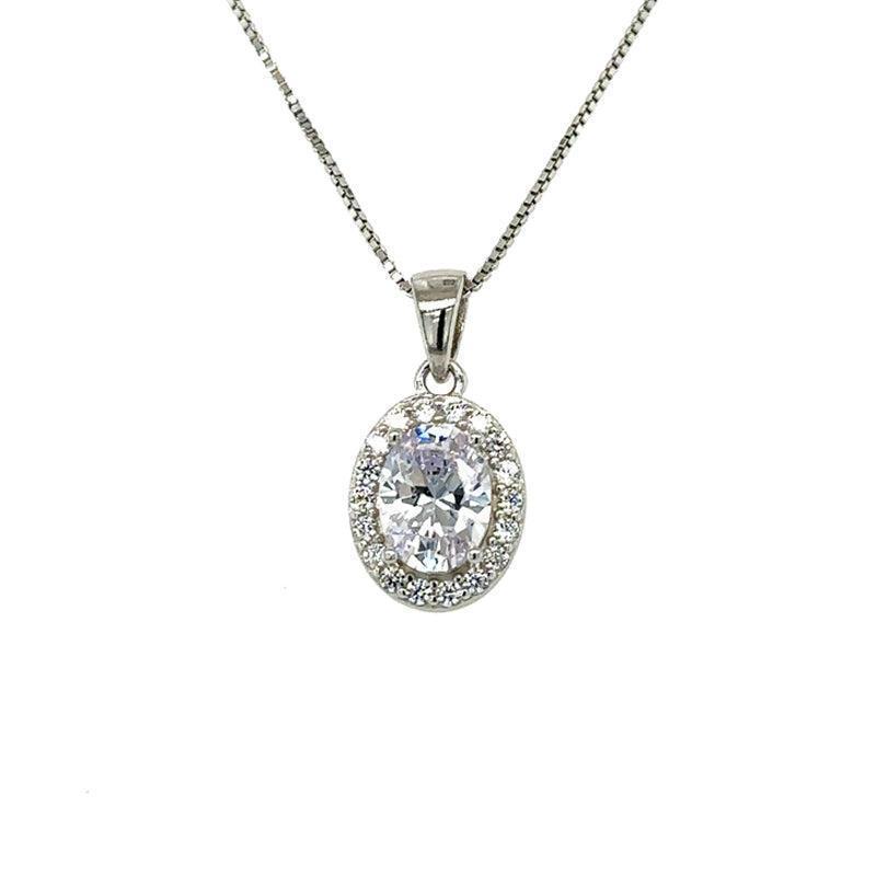 April Birthstone Color CZ Pendant in Sterling Silver