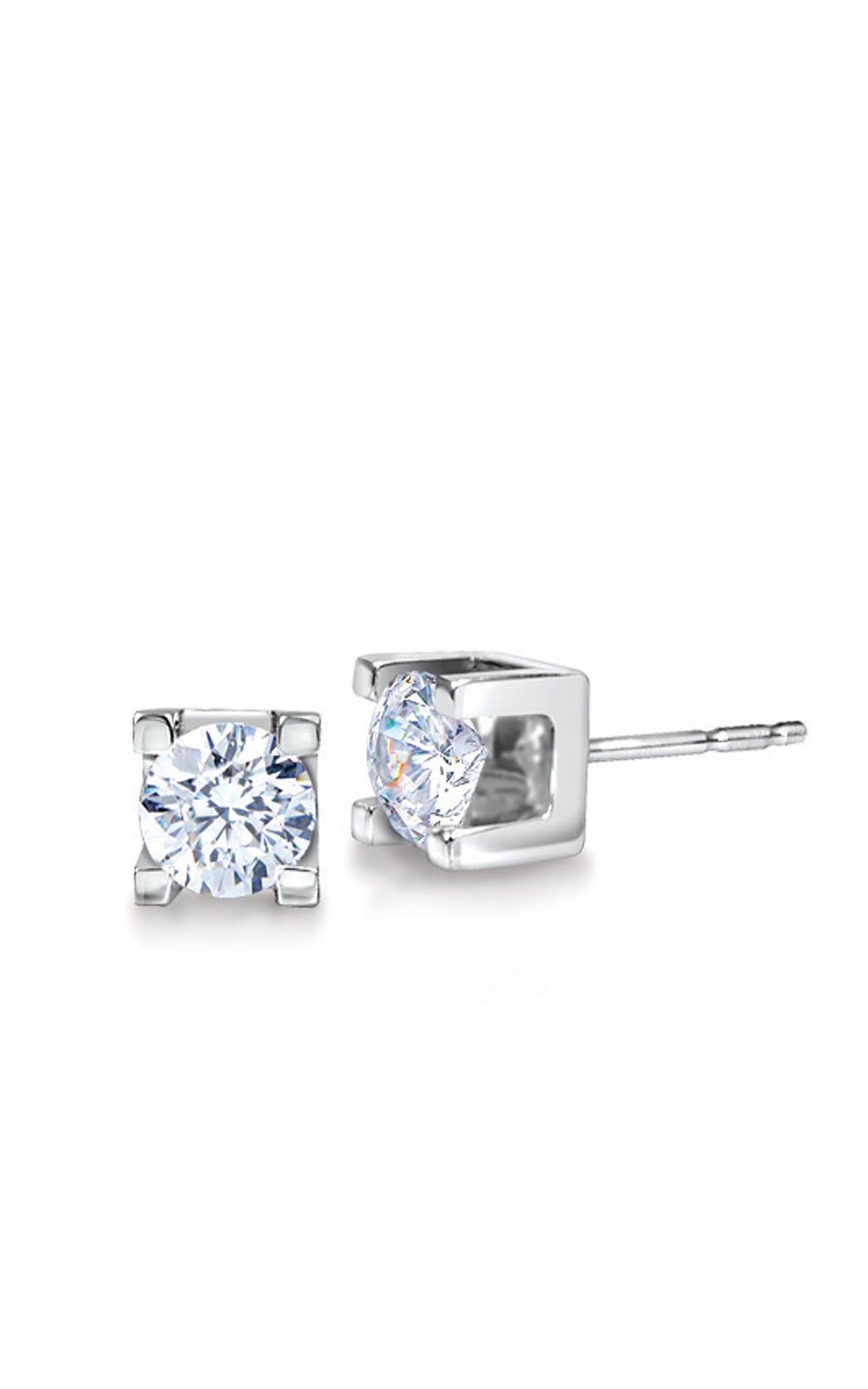 Canadian Diamond 0.25ct Solitaire Earrings in Four Claw Setting Set in 14K White Gold