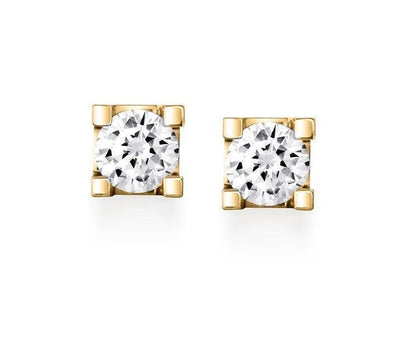 Canadian Diamond 0.25ct Solitaire Earrings in Four Claw Setting Set in 14K Yellow Gold