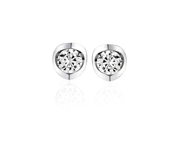 Canadian Diamond 0.25ct Solitaire Earrings in Tension Set in 14K White Gold