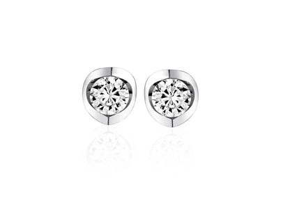 Canadian Diamond 0.30ct Solitaire Earrings in Tension Set in 14K White Gold