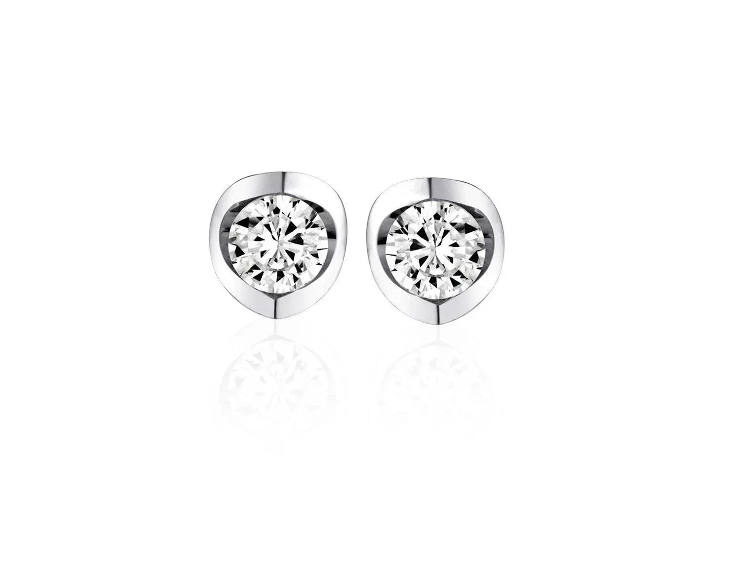 Canadian Diamond 0.20ct Solitaire Earrings in Tension Set in 14K White Gold