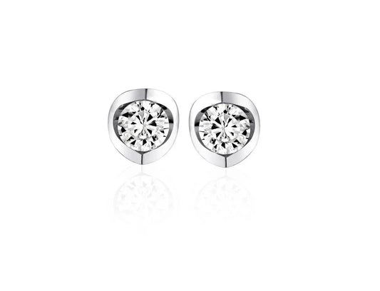 Canadian Diamond 0.20ct Solitaire Earrings in Tension Set in 14K White Gold