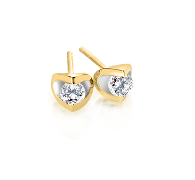 Canadian Diamond 0.10ct Solitaire Earrings in Tension Set in 14K Yellow Gold