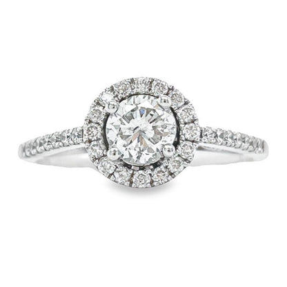 14K White Gold 0.67TDW, 0.42CT Center Diamond Engagement Ring