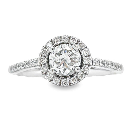 14K White Gold 0.67TDW, 0.42CT Center Diamond Engagement Ring