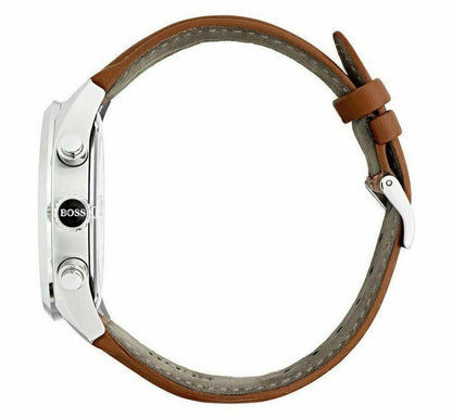 Hugo Boss Men's Grand Prix Chronograph Brown Leather Watch 1513475