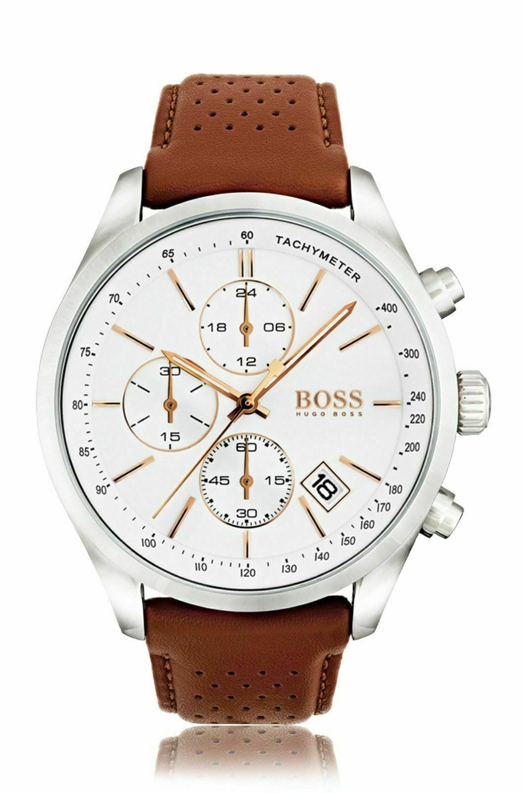 Hugo Boss Men&#39;s Grand Prix Chronograph Brown Leather Watch 1513475